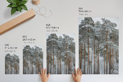 Plakat ścienny Zimowy las śnieg drzewa spokój harmonia natura