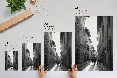 Plakat z teksturą płótna Monochromatyczny urok zabytkowej ulicy