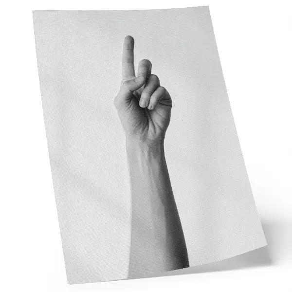 Plakat ścienny monochromatyczna dłoń na pustym tle