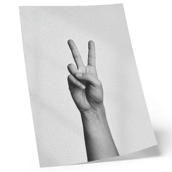 Nowoczesna grafika na płótnie czarno-biały gest pokoju w minimalistycznym i eleganckim stylu