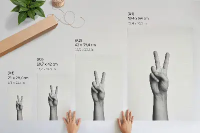 Nowoczesna grafika na płótnie czarno-biały gest pokoju w minimalistycznym i eleganckim stylu