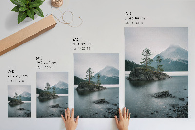 Plakat ścienny Góry jezioro mgła spokój harmonia natura