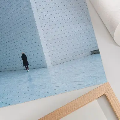 Plakat z geometrycznymi wzorami z fakturą płótna