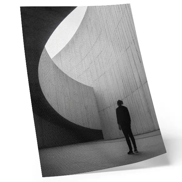 Nowoczesna grafika na płótnie zakrzywiona architektura w monochromatycznych tonach