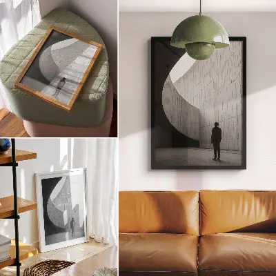 Nowoczesna grafika na płótnie zakrzywiona architektura w monochromatycznych tonach
