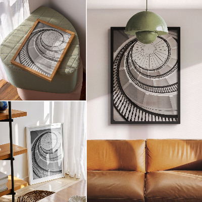 Plakat na płótnie Schody spiralne czarno-białe nowoczesne eleganckie