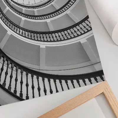 Plakat na płótnie z motywem nowoczesnych eleganckich schodów spiralnych w czerni i bieli