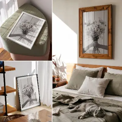 Nowoczesna grafika na płótnie z motywem delikatnych kwiatów w minimalistycznym i eleganckim stylu