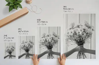 Nowoczesna grafika na płótnie z motywem delikatnych kwiatów w minimalistycznym i eleganckim stylu