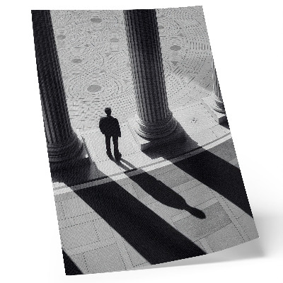 Plakat z teksturą płótna Minimalistyczna architektura kolumny cienie