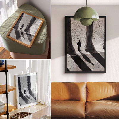 Plakat z teksturą płótna Minimalistyczna architektura kolumny cienie