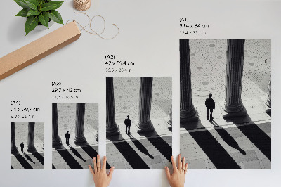 Plakat z teksturą płótna Minimalistyczna architektura kolumny cienie