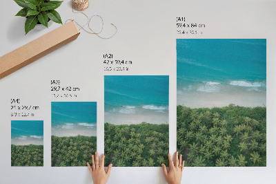 Nowoczesna grafika na płótnie Plaża turkus fale palmy harmonia spokój