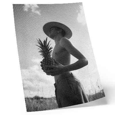 Plakat na płótnie Monochromatyczna postać kapelusz ananas pole