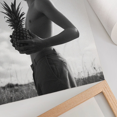 Plakat na płótnie Monochromatyczna postać kapelusz ananas pole