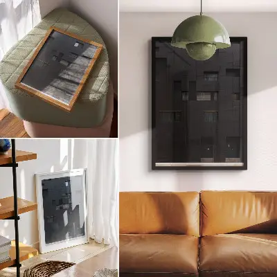 Plakat ścienny minimalistyczna fasada z geometrycznymi kształtami i harmonią
