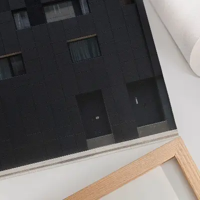 Plakat ścienny minimalistyczna fasada z geometrycznymi kształtami i harmonią