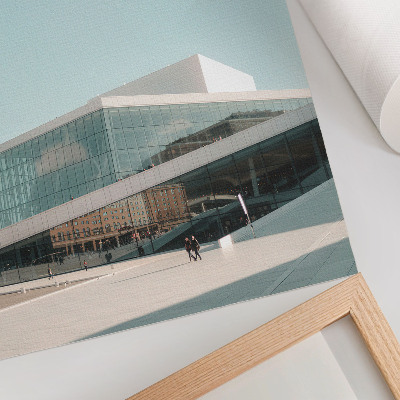 Nowoczesna grafika na płótnie Szklana architektura w minimalistycznym otoczeniu