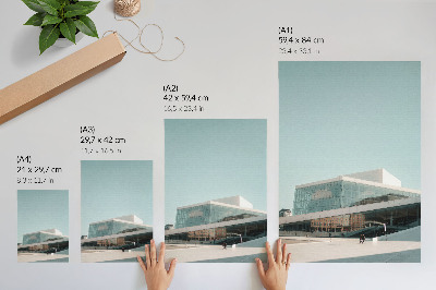 Nowoczesna grafika na płótnie Szklana architektura w minimalistycznym otoczeniu