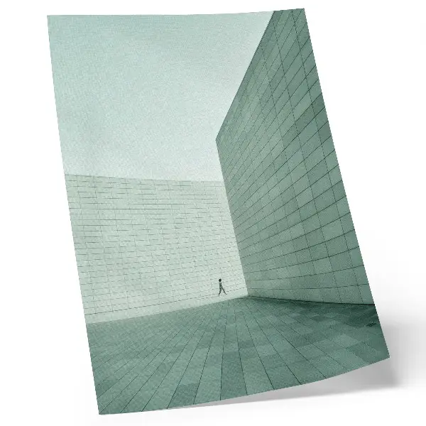 Plakat na płótnie z motywem szarych geometrycznych ścian w stylu minimalistycznym