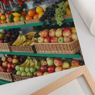 Plakat z teksturą płótna barwne owoce podkreślające aromat tradycji i atmosferę przyrody