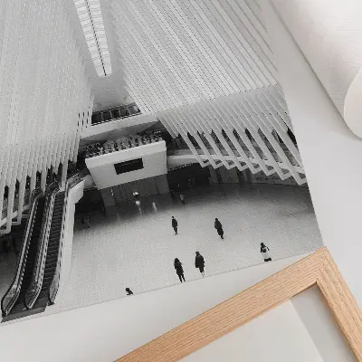 Plakat z teksturą płótna nowoczesne wnętrze z dynamiczną kompozycją linii w stylu minimalistycznym
