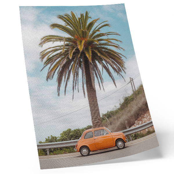 Plakat z teksturą płótna Palma retro