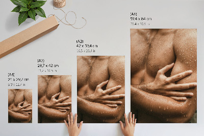 Plakat na płótnie Detale skóry krople wody muskularna sylwetka