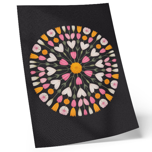 Nowoczesna grafika na płótnie Kwiaty mandala ciemne tło abstrakcyjny styl