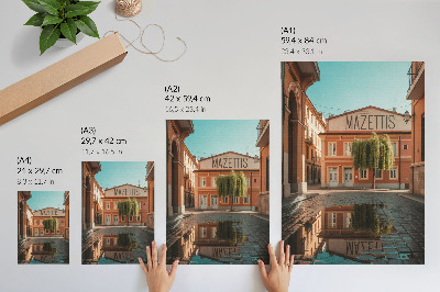 Plakat ścienny Ciepłe kolory miejska architektura odbicie