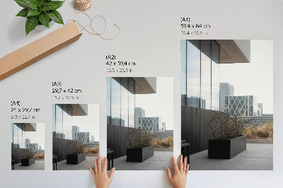 Plakat z teksturą płótna Nowoczesne budynki i suche gałęzie