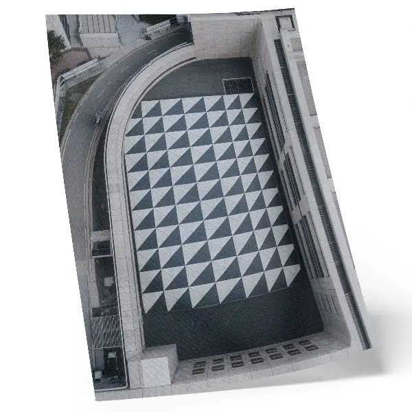 Plakat ścienny eleganckie geometryczne wzory z futurystyczną architekturą