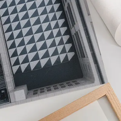 Plakat ścienny eleganckie geometryczne wzory z futurystyczną architekturą