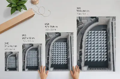 Plakat ścienny eleganckie geometryczne wzory z futurystyczną architekturą