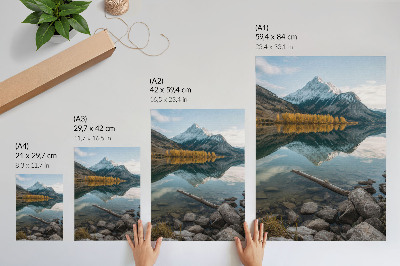 Plakat ścienny Góry jezioro drzewa odbicie spokój natura