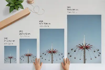 Plakat ścienny wieża z karuzelą w stylistyce minimalistycznego ruchu