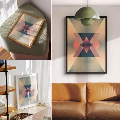Plakat ścienny z motywem eleganckich geometrycznych kształtów w pastelowych kolorach
