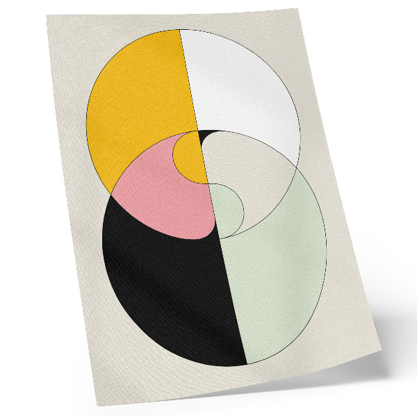 Nowoczesna grafika na płótnie Geometryczne okręgi kontrastowe barwy minimalistyczny styl