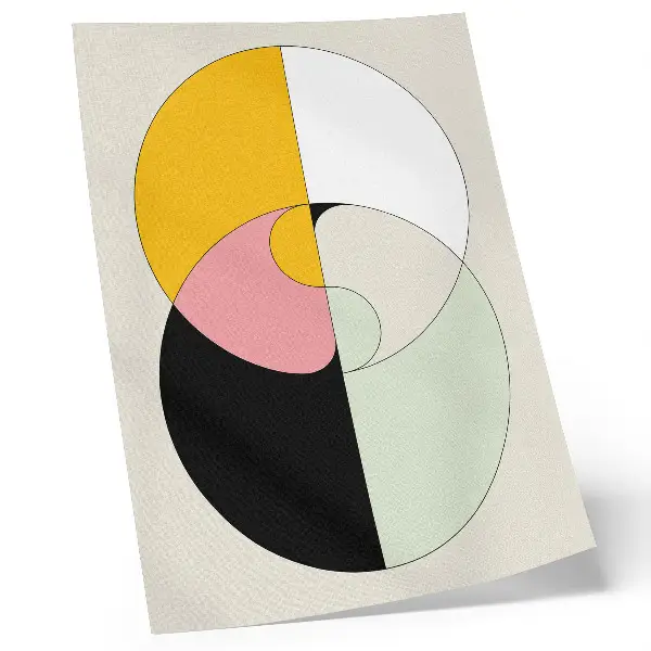 Nowoczesna grafika na płótnie geometryczne okręgi w kontrastowych barwach w minimalistycznym stylu