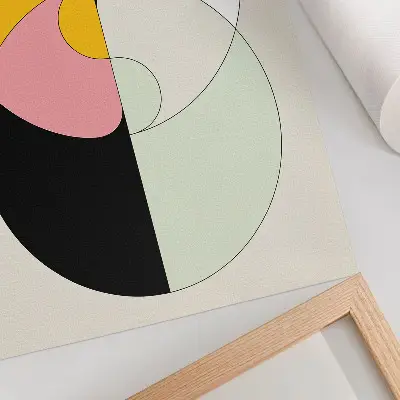 Nowoczesna grafika na płótnie geometryczne okręgi w kontrastowych barwach w minimalistycznym stylu