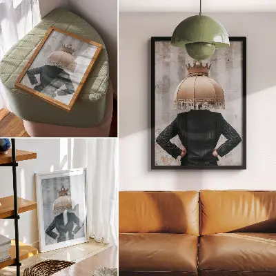 Plakat ścienny z wyrafinowanym wzorem abażuru w eleganckim garniturze z kontrastem faktur