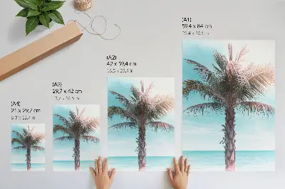 Plakat ścienny palma nad lazurowym morzem na tle aksamitnego nieba