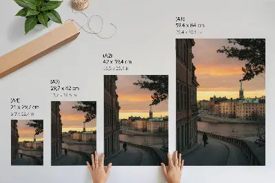 Plakat ścienny zabytkowe budynki wieczorową porą w spokojnym klimacie