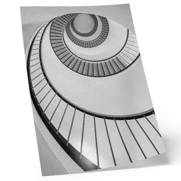 Nowoczesna grafika na płótnie z motywem hipnotyzujących spiralnych schodów w eleganckim stylu geometrycznym