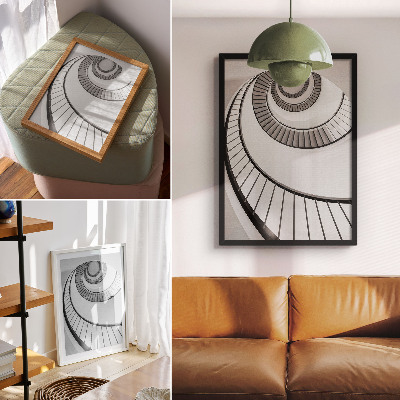 Nowoczesna grafika na płótnie Spiralne schody hipnotyzująca geometria elegancja