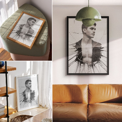 Plakat z teksturą płótna Monochromatyczny portret