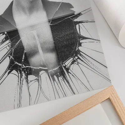 Czarno-biały portret z efektem szkła plakat z teksturą płótna