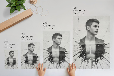 Plakat z teksturą płótna Monochromatyczny portret