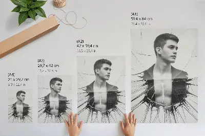 Czarno-biały portret z efektem szkła plakat z teksturą płótna