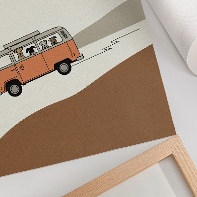 Plakat ścienny Pomarańczowy camper minimalistyczne wakacje